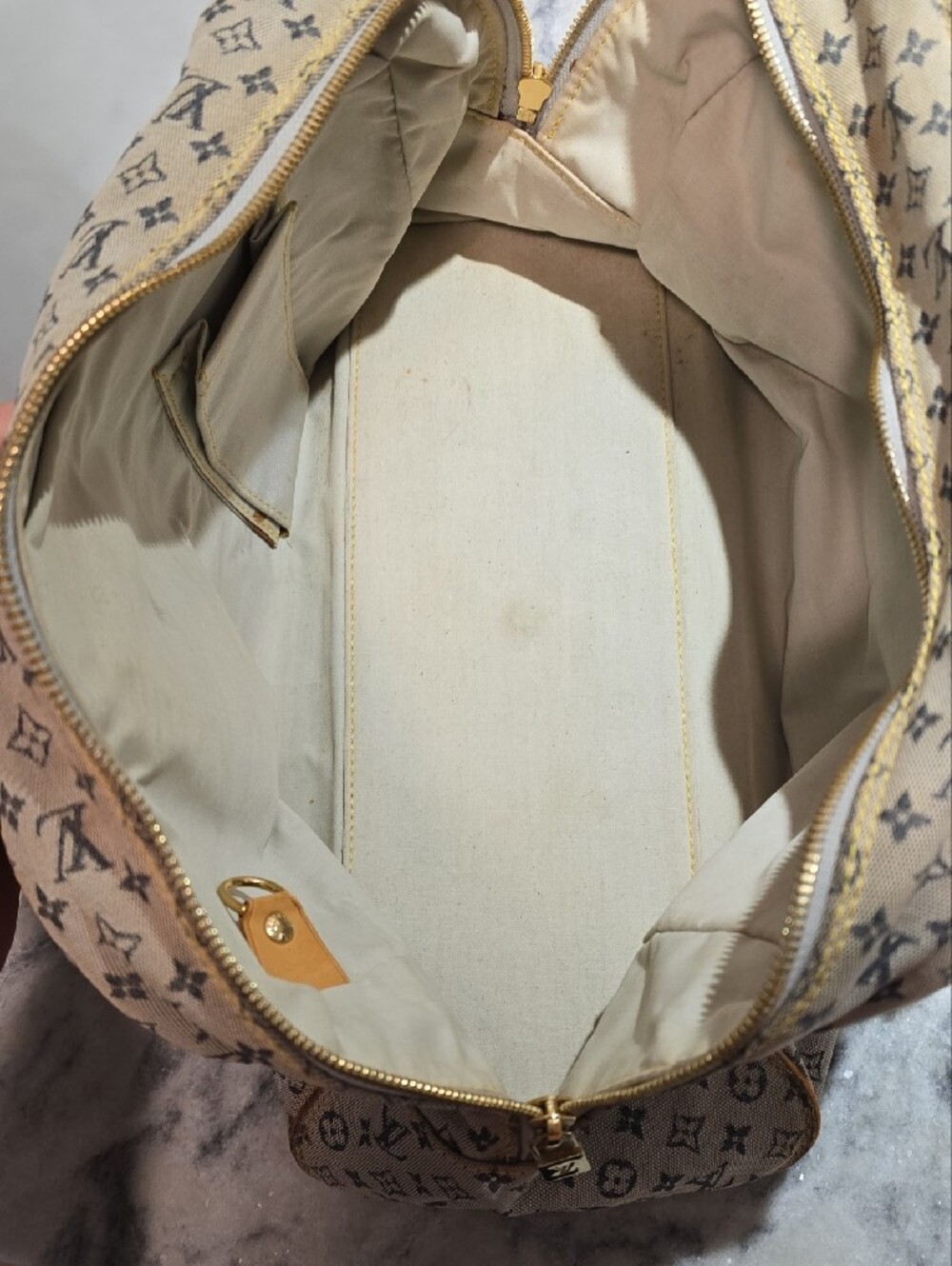 Louis Vuitton Mini Lin Marie Satchel with Tan Leather Trim - Picture 15 of 16